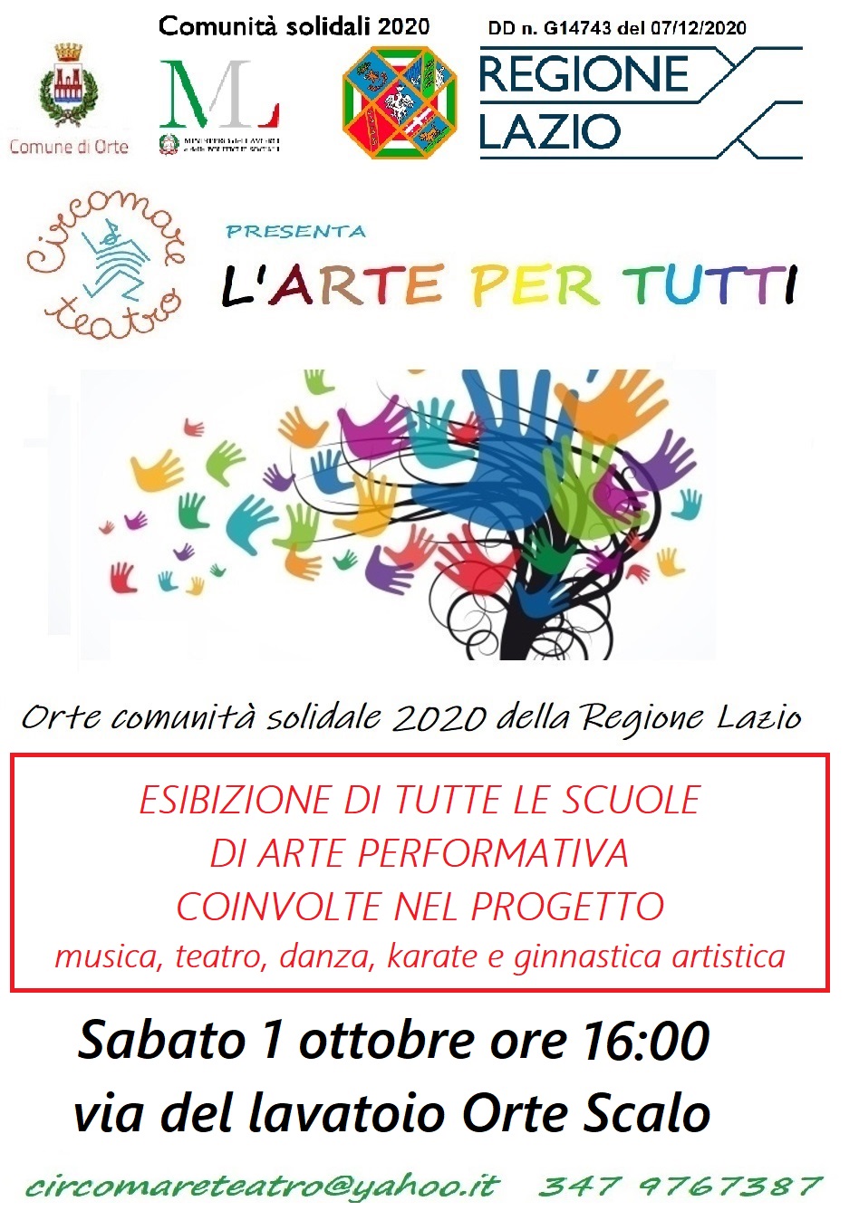 “L’Arte per tutti” sabato 1 ottobre ad Orte Scalo