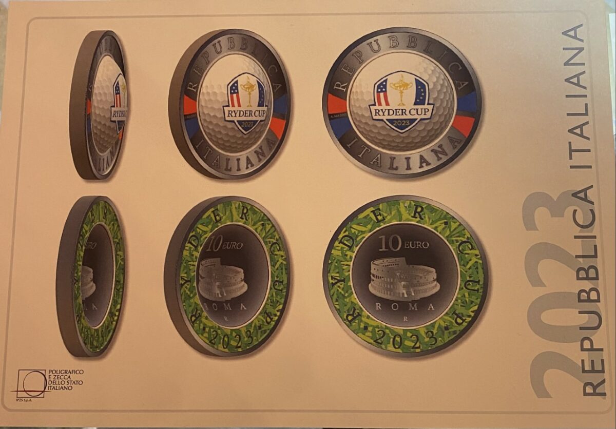 Moneta da 10 euro dedicata alla Ryder Cup 2023