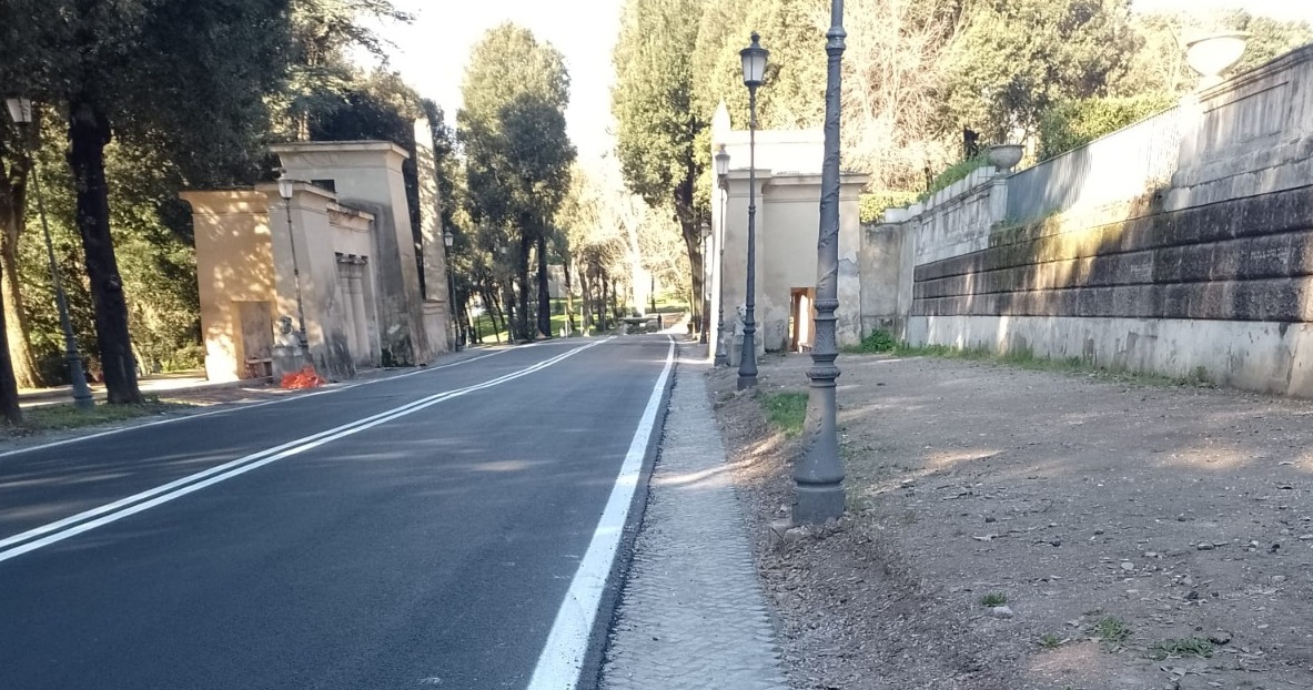 Un chilometro di strada riqualificato a Villa Borghese