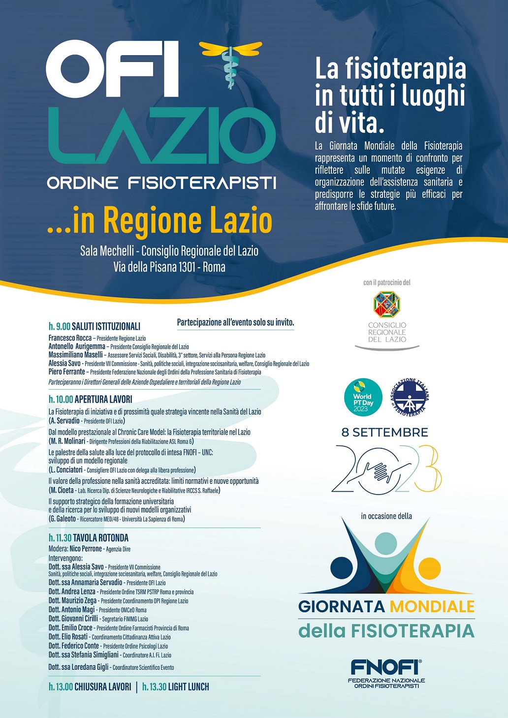 Intera giornata dedicata alla Fisioterapia venerdì 8 settembre