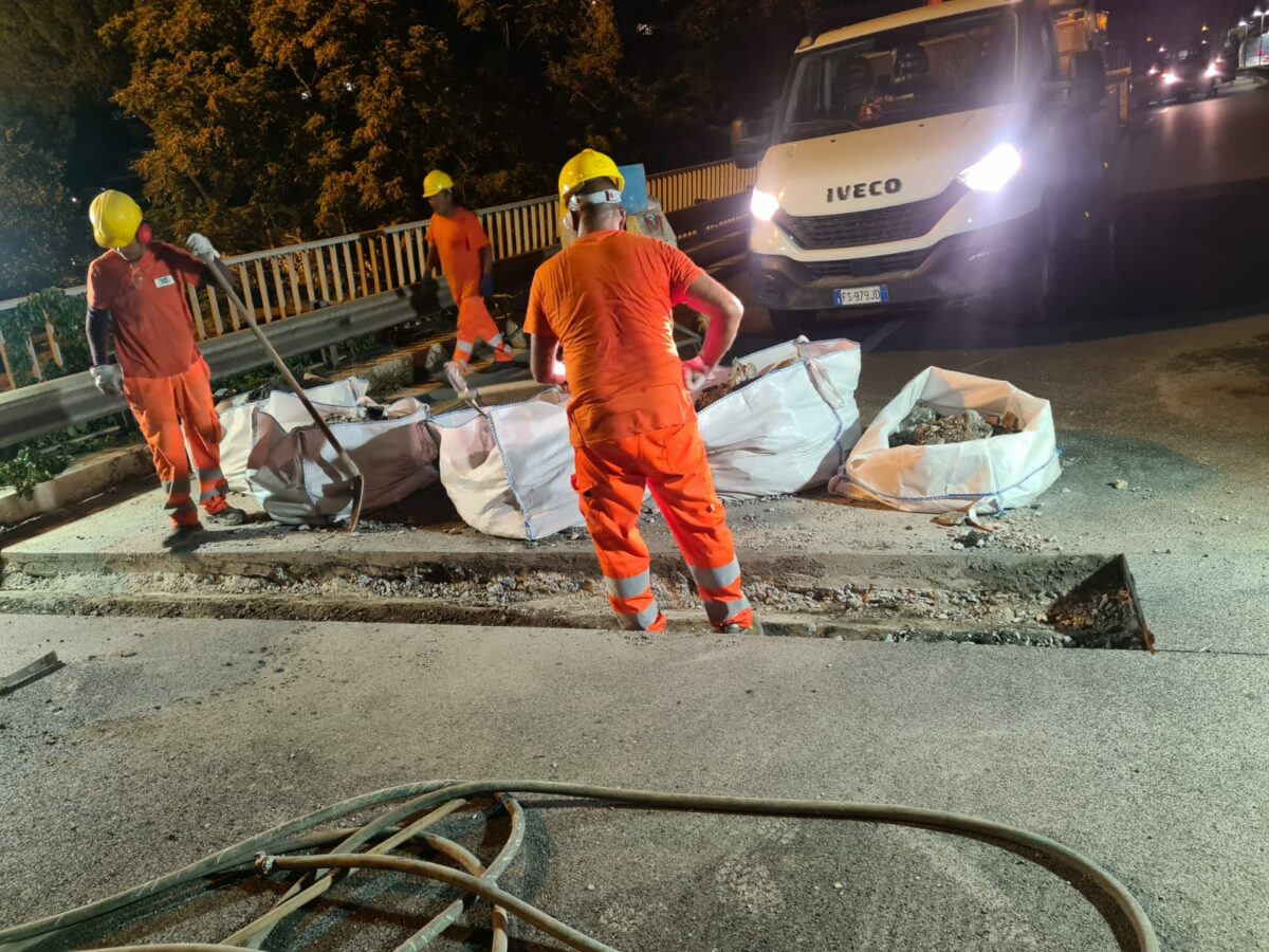 In corso i lavori sul viadotto di via del Foro Italico