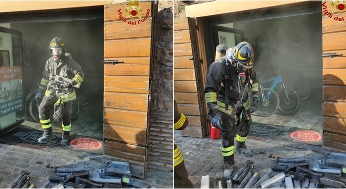 Incendio in un negozio bici