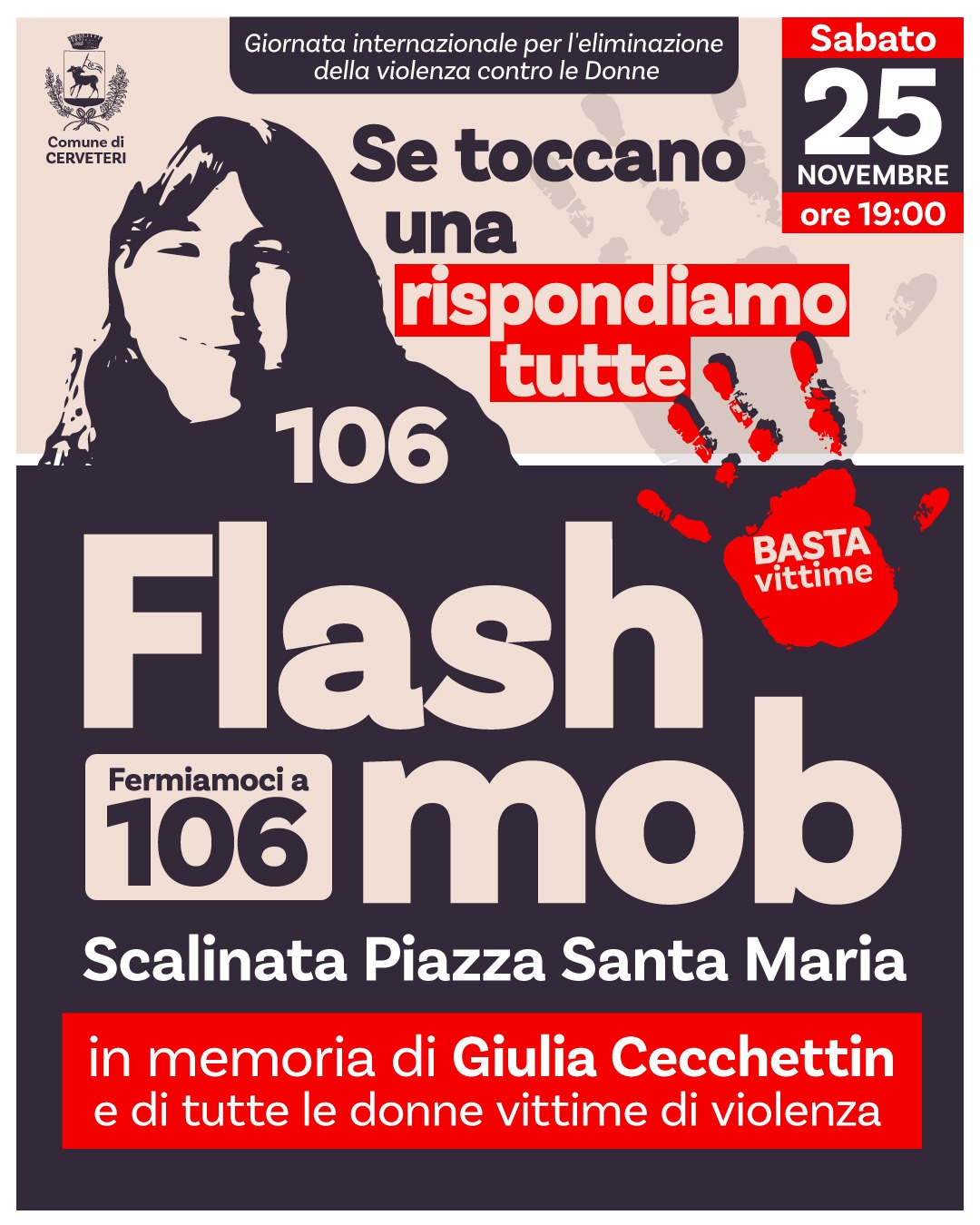 Domani a Cerveteri flash mob contro la violenza sulle Donne