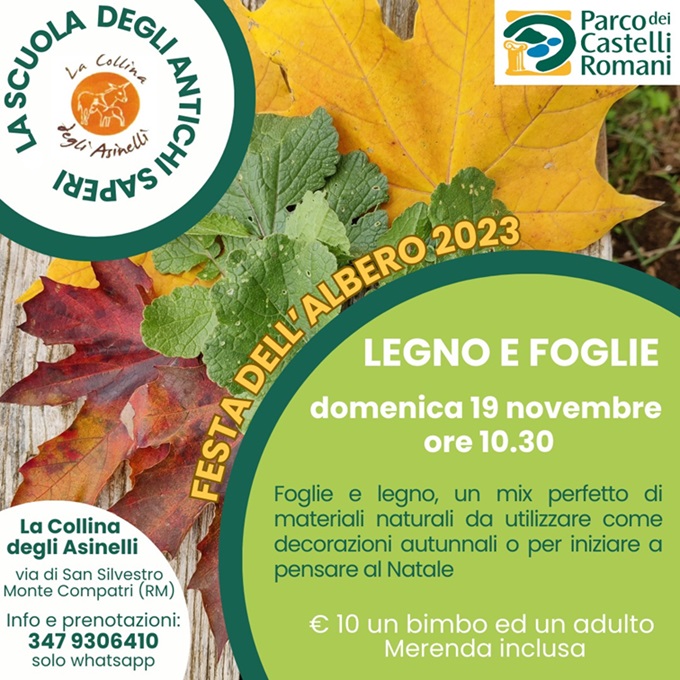 a Collina degli Asinelli vi invita a partecipare con i vostri bambini all'attività di laboratorio "Legno e Foglie"