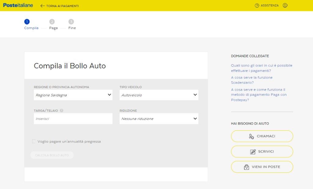 Anche per i romani rinnovo del bollo con Poste Italiane
