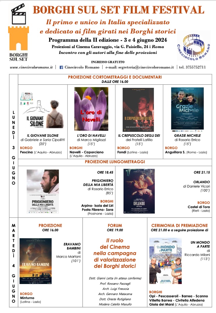 Al Cinema Caravaggio il festival cinematografico Borghi sul set