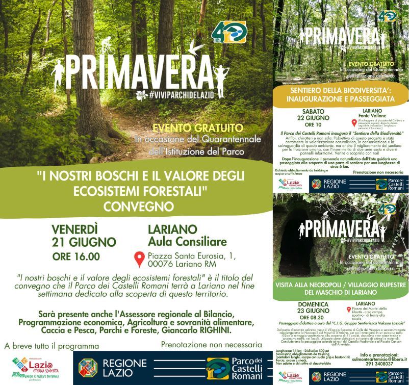 Celebrazione del quarantennale del Parco dei Castelli Romani