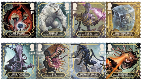 La Royal Mail ha rivelato i francobolli per celebrare i 50 anni di D&D