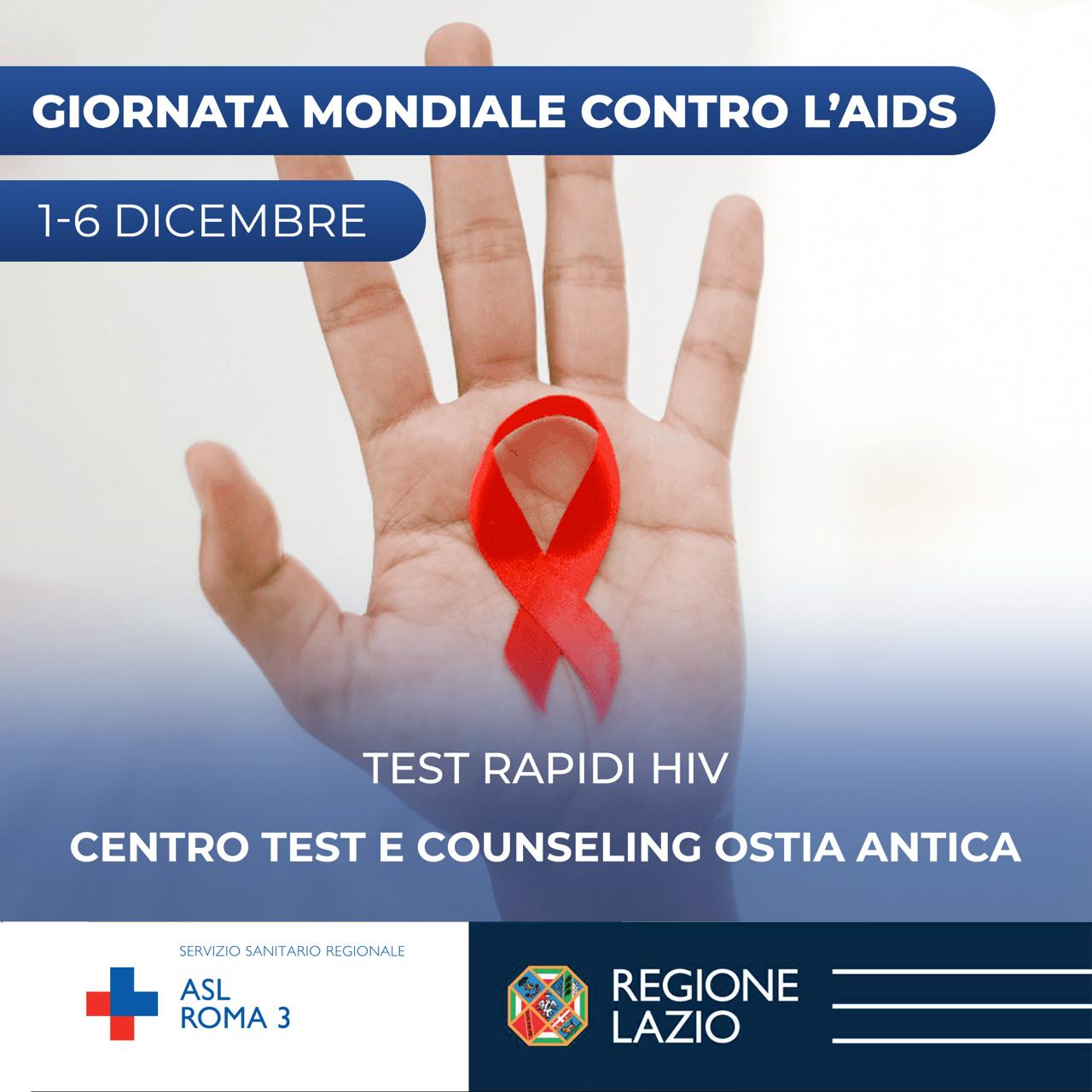 ASL Roma 3: test HIV gratuiti dal 1° al 6 dicembre
