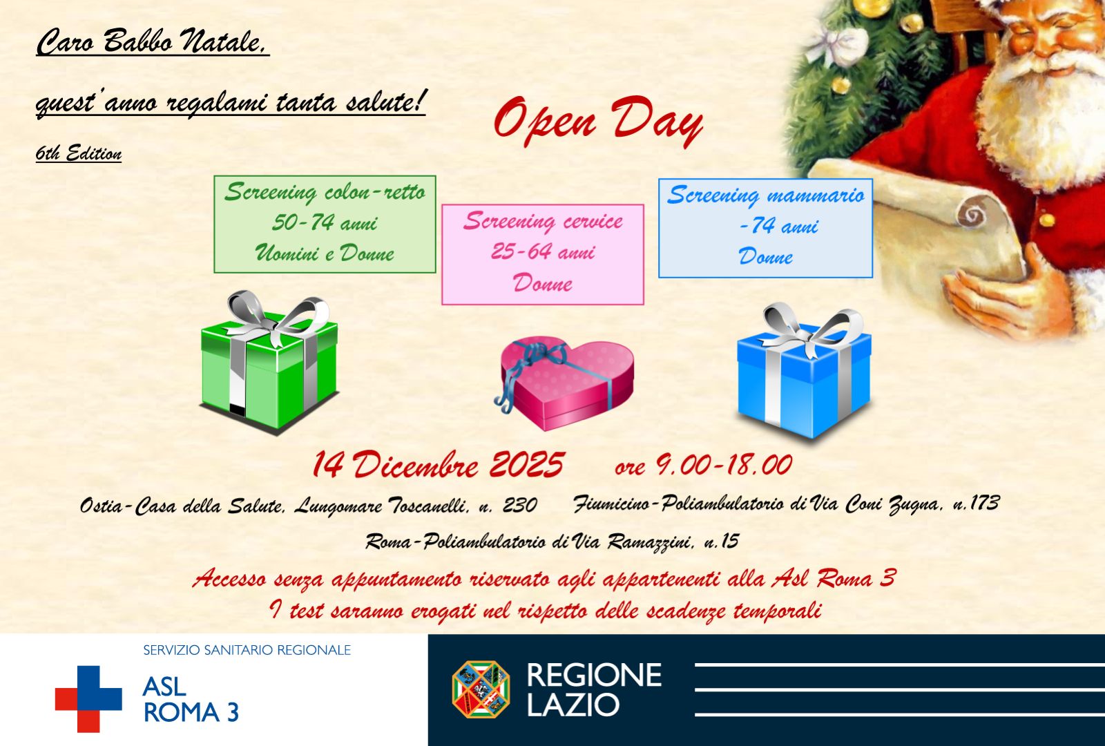 "Caro Babbo Natale, quest'anno regalami tanta Salute …" della ASL Roma 3